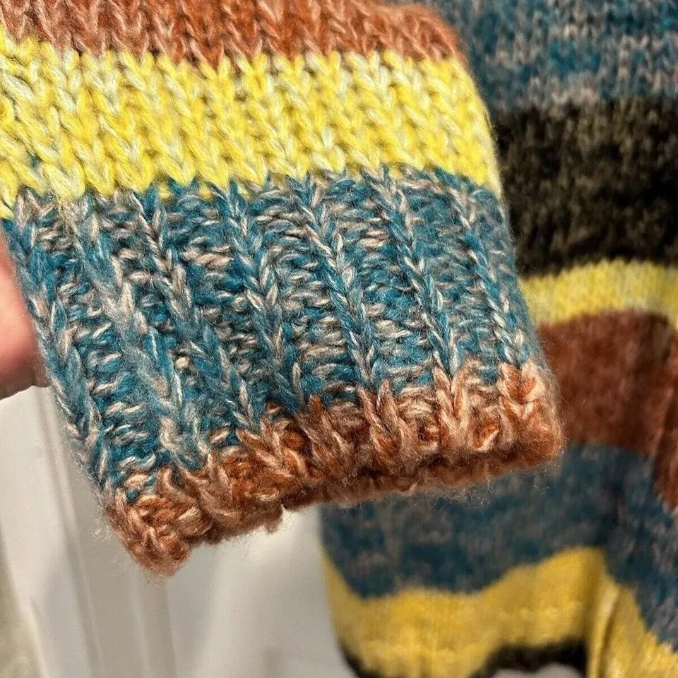 Gilded Intent Women's Striped Long Cardigan Sweater Size Large Oversized Fit - Image 6