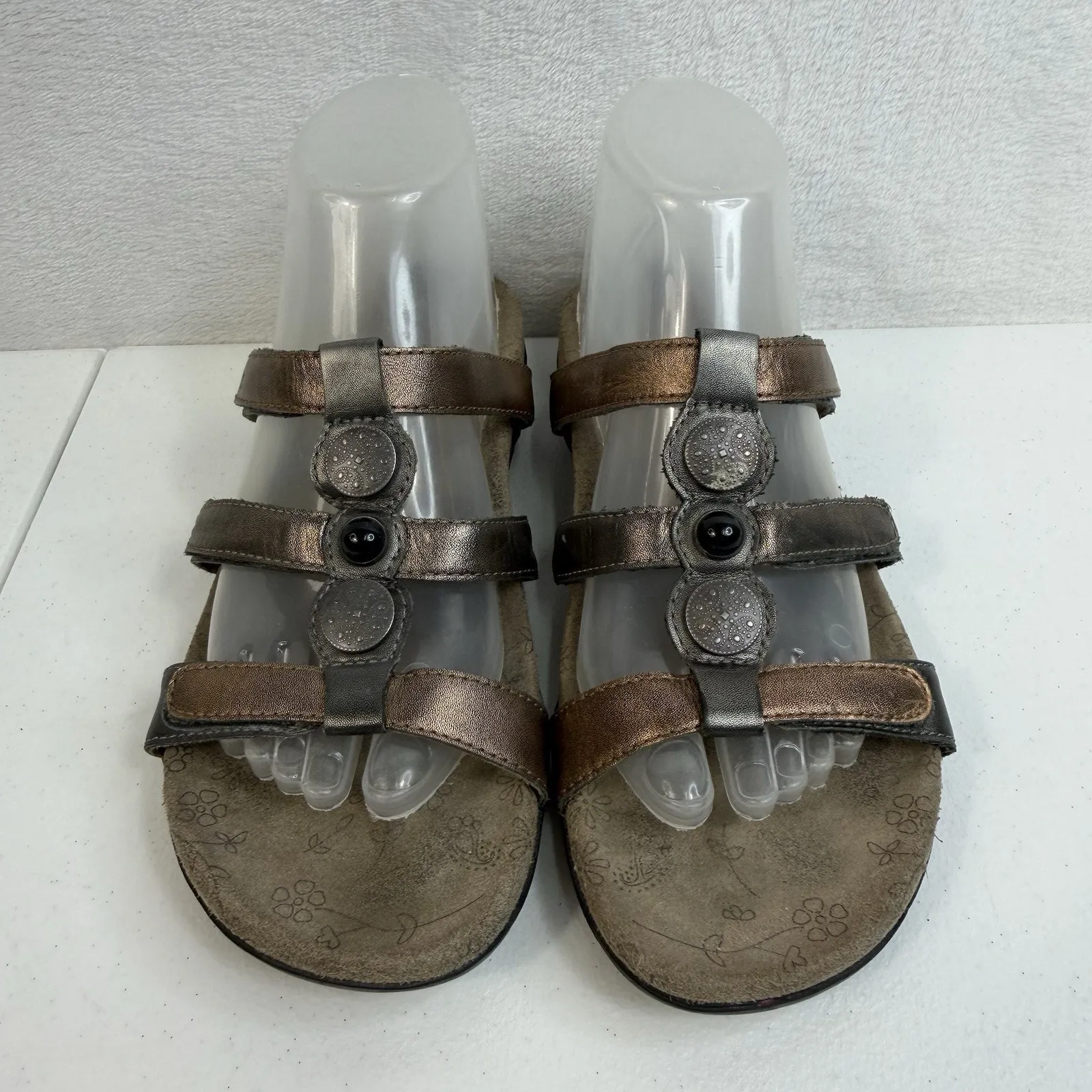 Taos Footwear Size 8 Prize 4 Walking Sandal Adjustable Straps Metallic Leather Brown - Image 4