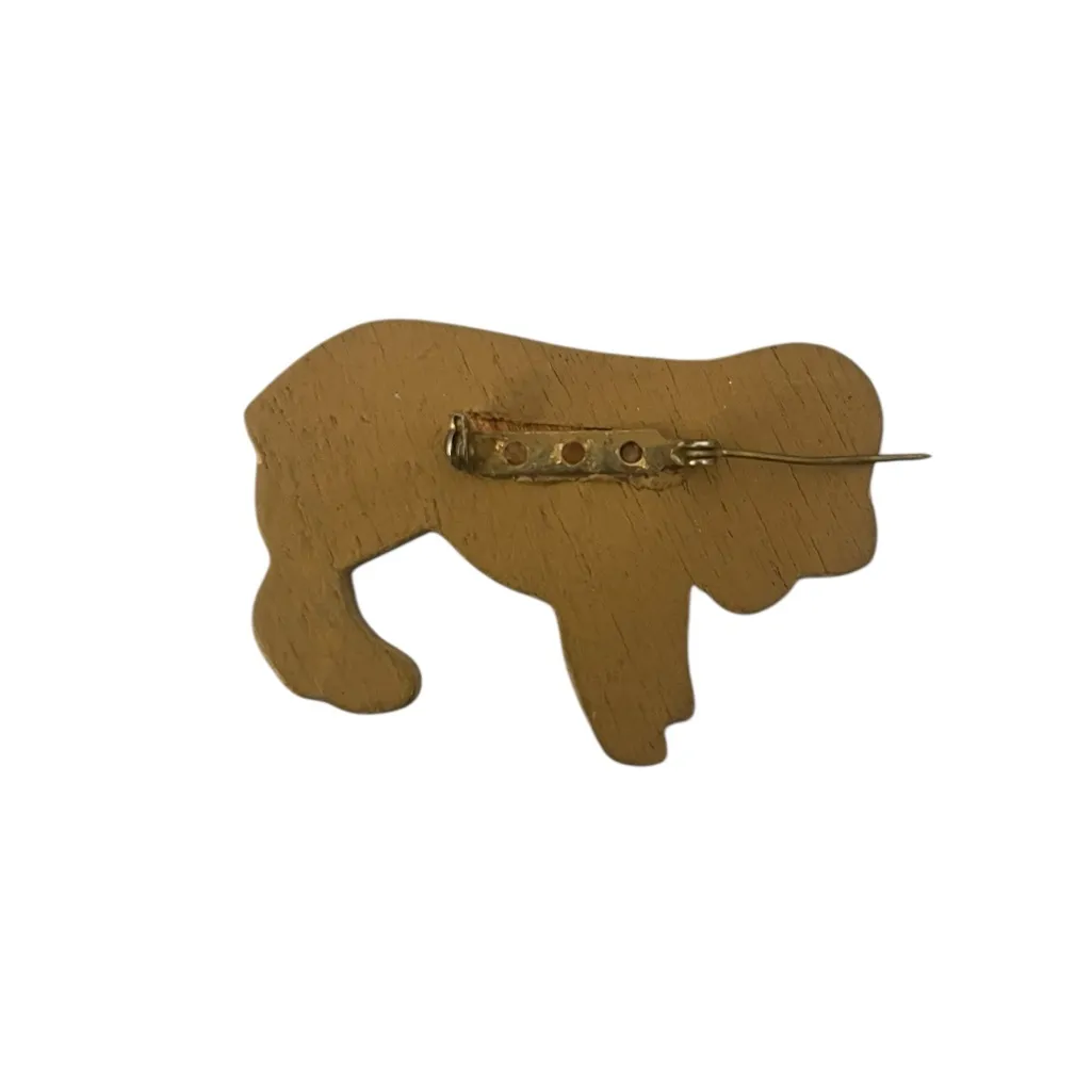 Vintage Hand Painted Wooden Dog Puppy Brooch Pin Novelty Golden Retriever Tan - Image 7