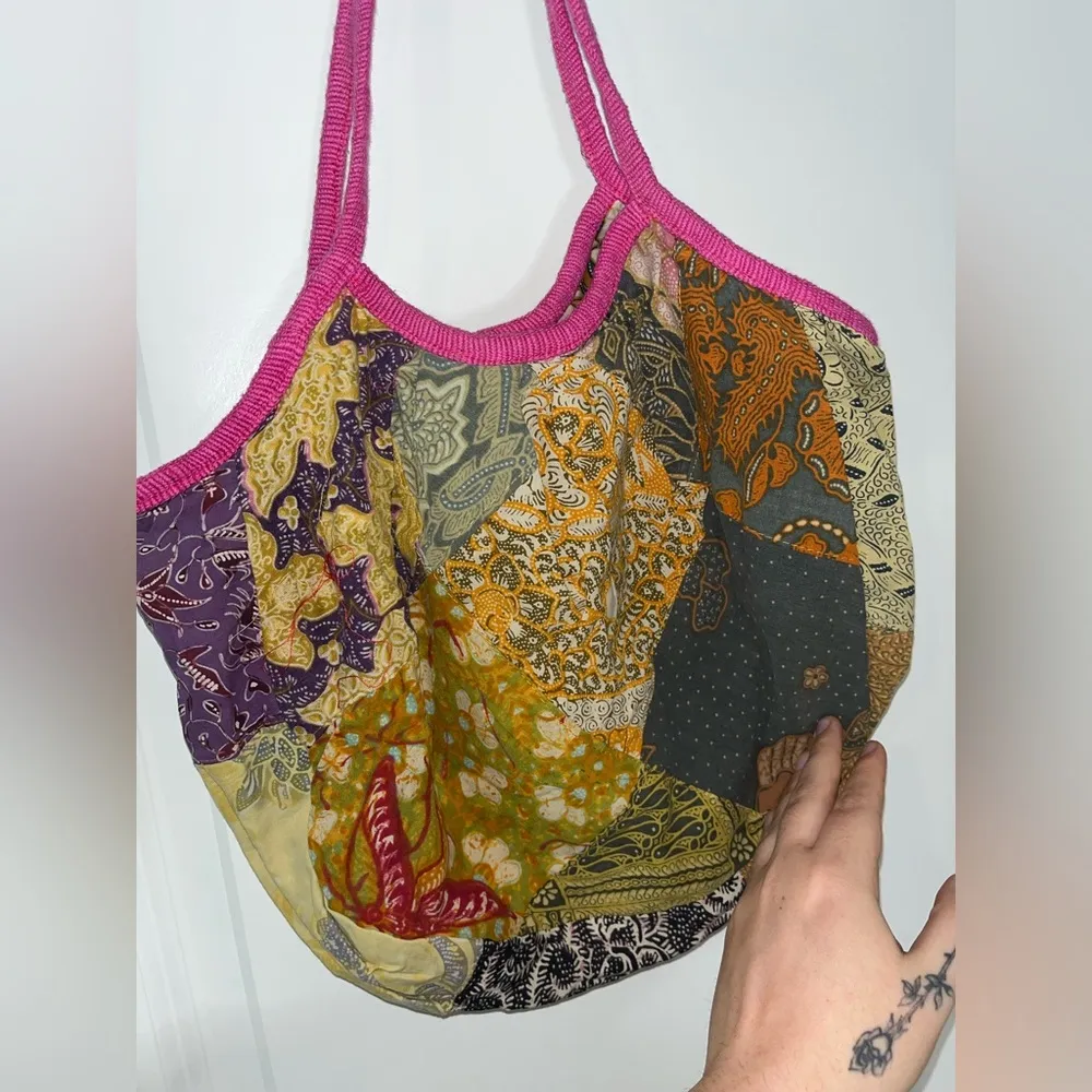 NWT Tangerine Temple Mixed Fabric Patched Boho Shoulder Mini Bag - Image 2