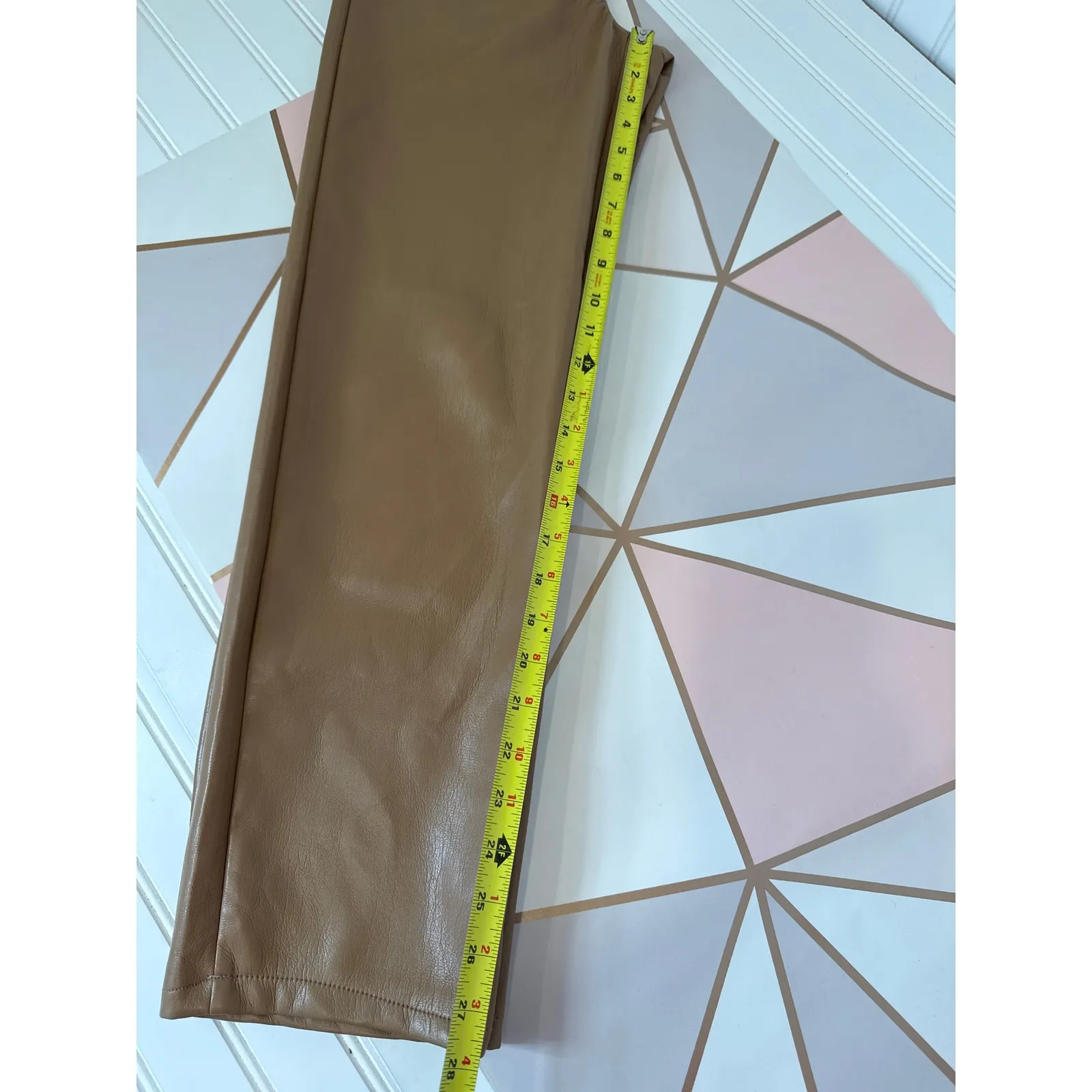 ARITZIA Wilfred Saville Melina Vegan Leather Pants Saville Beige High Waist Sz 4 - Image 6