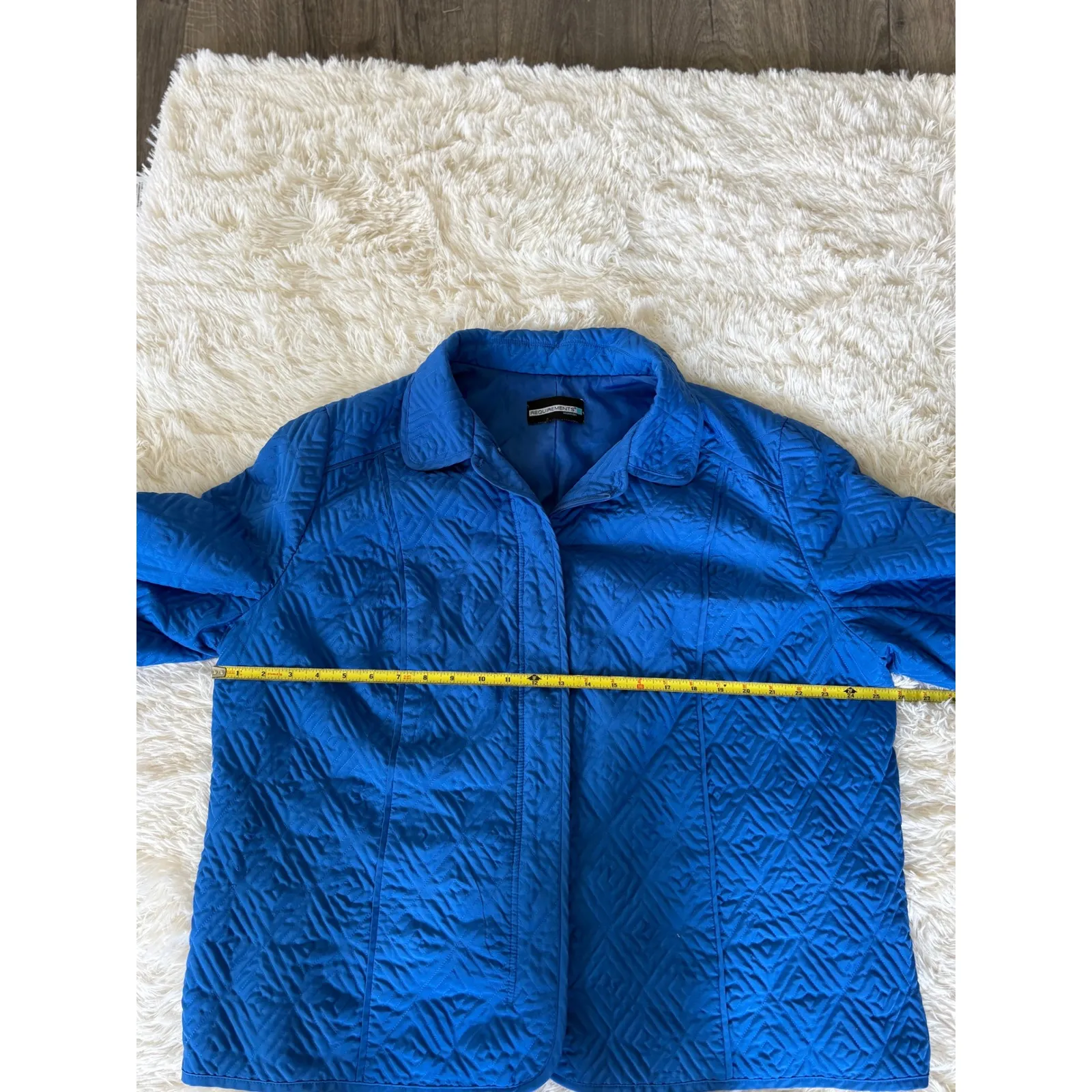 Requirements Woman Quilted‎ Jacket Blue Button Front Collared Coat - Image 5