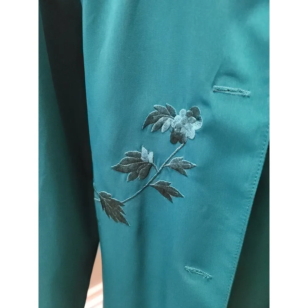 Maggie Sweet 3 Piece Suit Women's Medium Green Floral Long Sleeve Straight Leg - Image 11