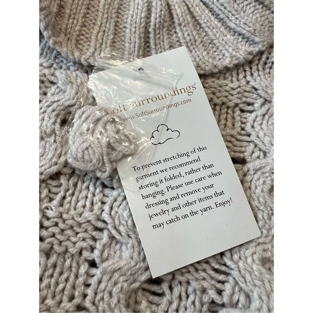 Soft Surroundings NWT Sweater Open Cable Knit Flare Sleeve Mock Neck sz L - Image 8
