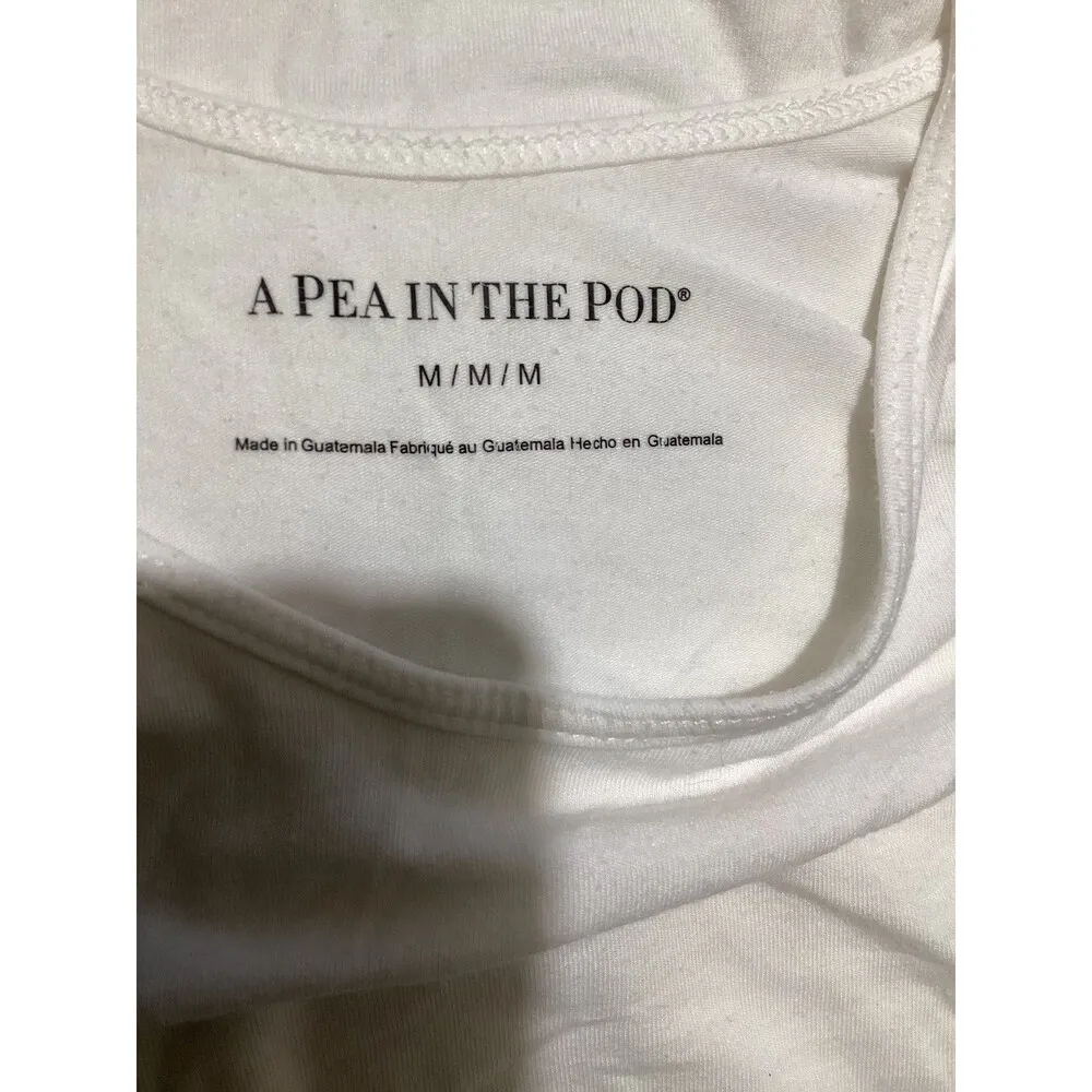 A Pea In The Pod Tank Top Womens Medium White Maternity Stretch Cotton Modal - Image 4