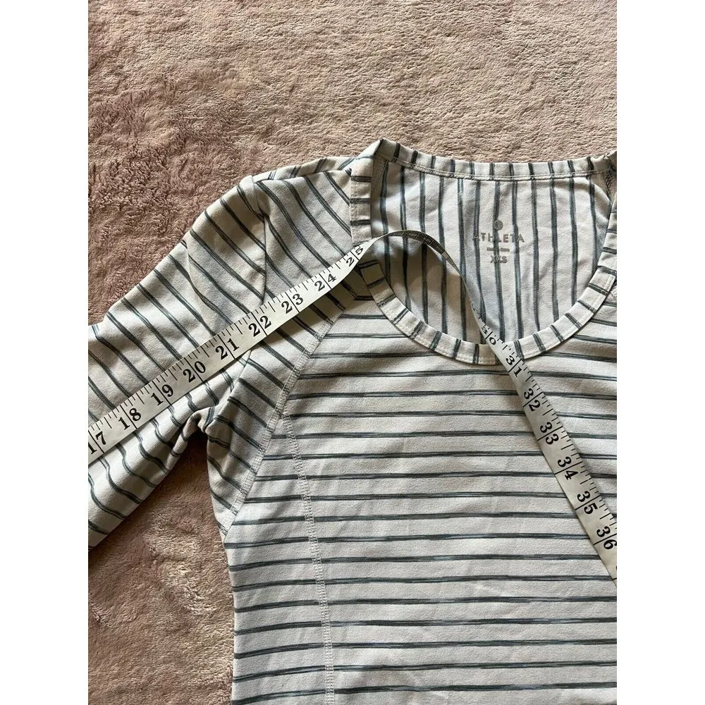 Athleta Women's Long Sleeve striped pop‎ space dye black and white Sz 2XS - Image 6