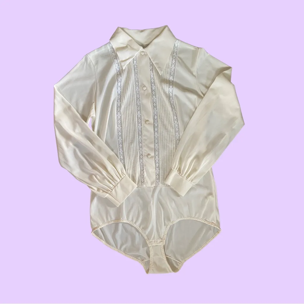 Vintage 70s White Lace Button Down Bodysuit 🔥 Size undefined - Image 3