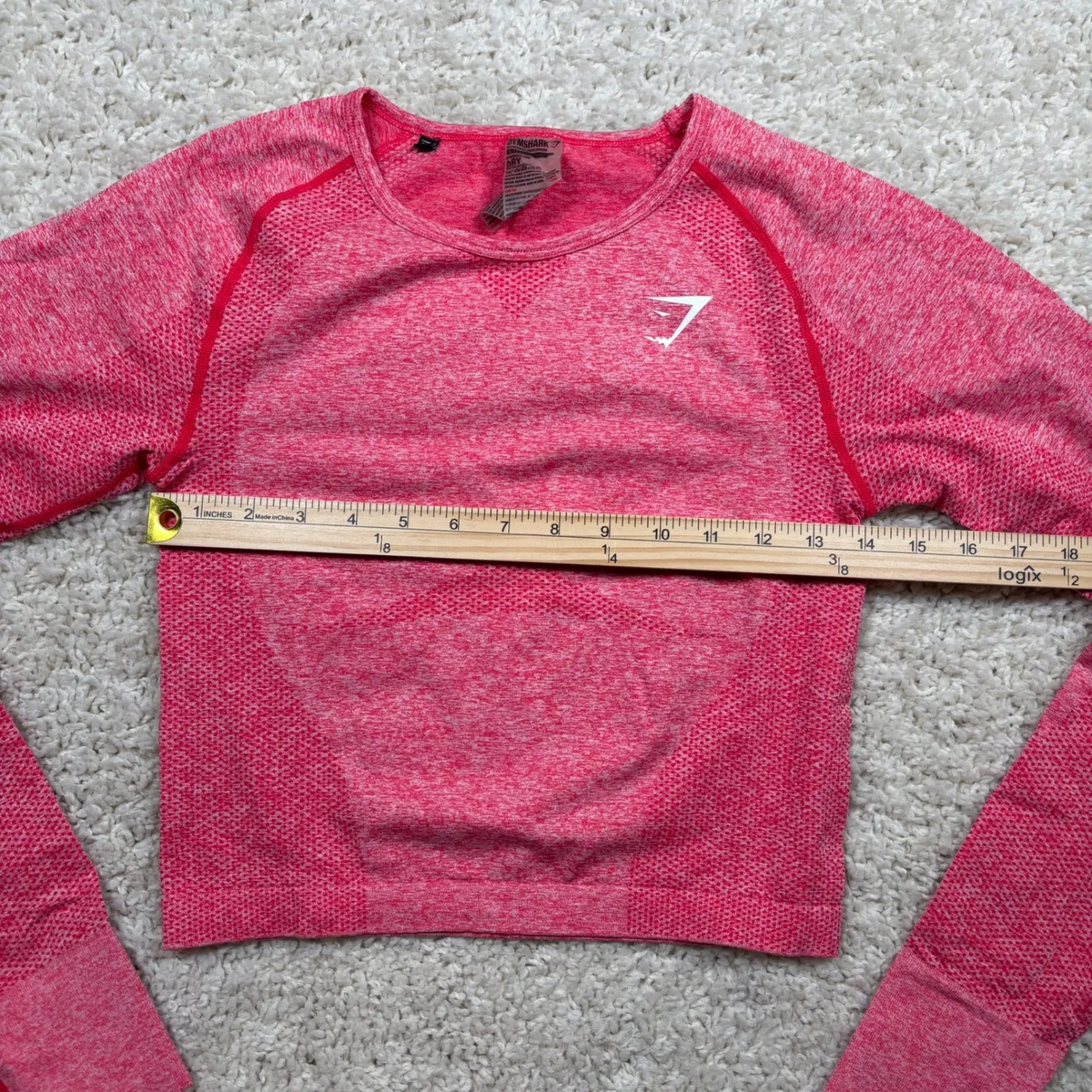 Gymshark Dry Seamless Long Sleeve Crop Top Pink Marl Womens Size L - Image 2