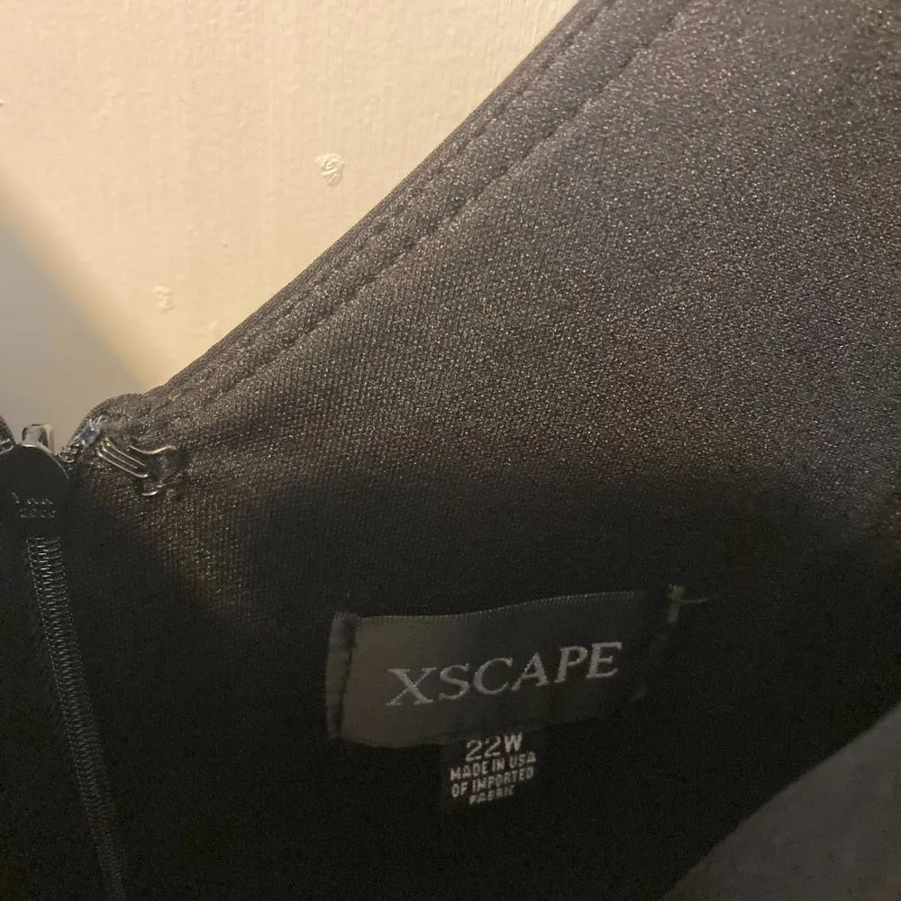 Xscape women's size 22w see through lace triple fluff lined double v neck dress - Image 7