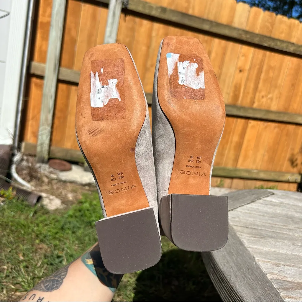 VINCE Blakely Ankle Boots  Suede Block Heel‎ Gray 7.5 - Image 3