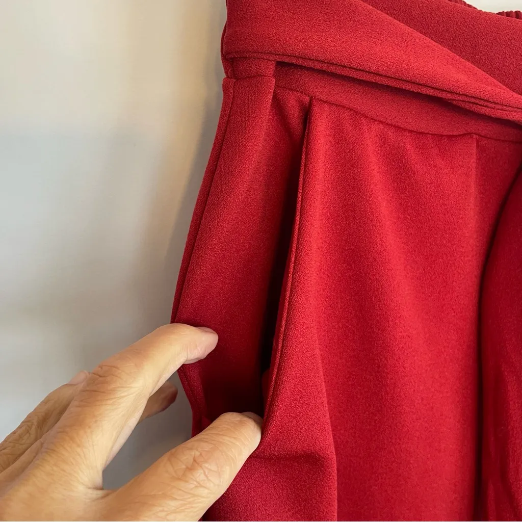 Iris Burgundy Ankle Pants Pockets Tie Stretch Waist Women M Boho Cottagecore NWT - Image 9