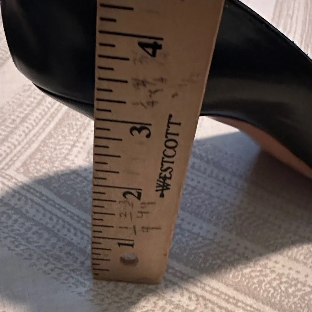 Marc Jacobs Black Leather Ribbon Bow Peep Toe Heels Size 39 1/2 - Image 7