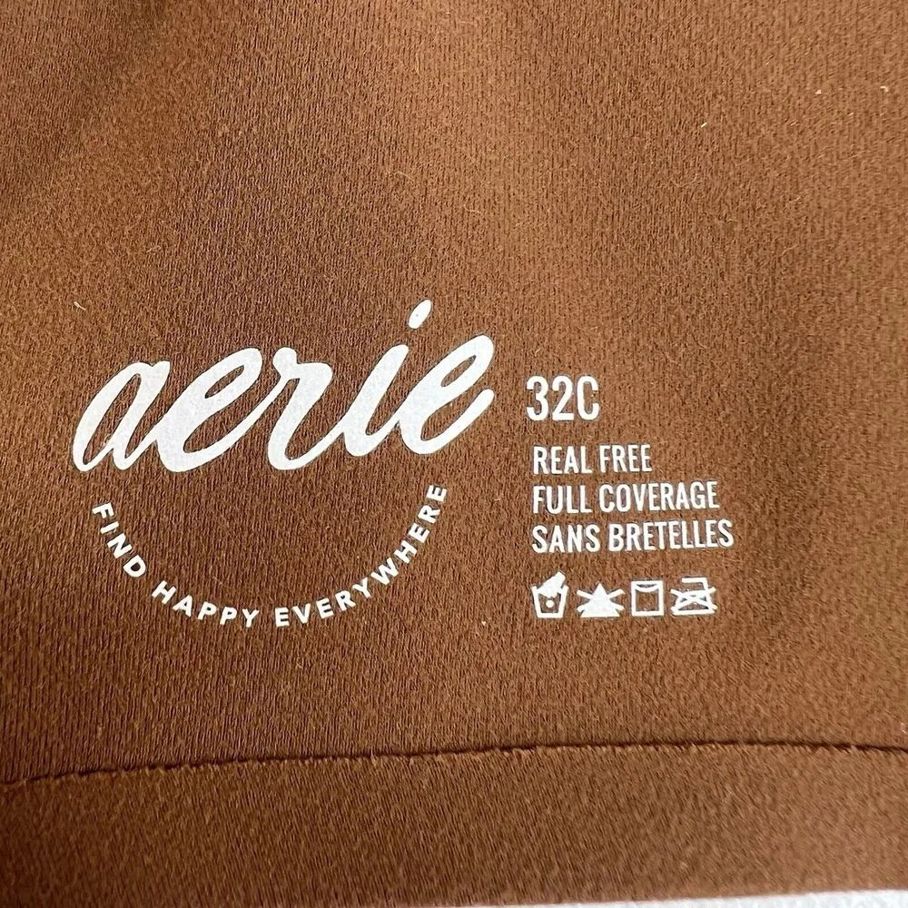 Aerie 32C Bra Smoothez Real Free Full Coverage Lightly Lined Intimates Brown - Image 13