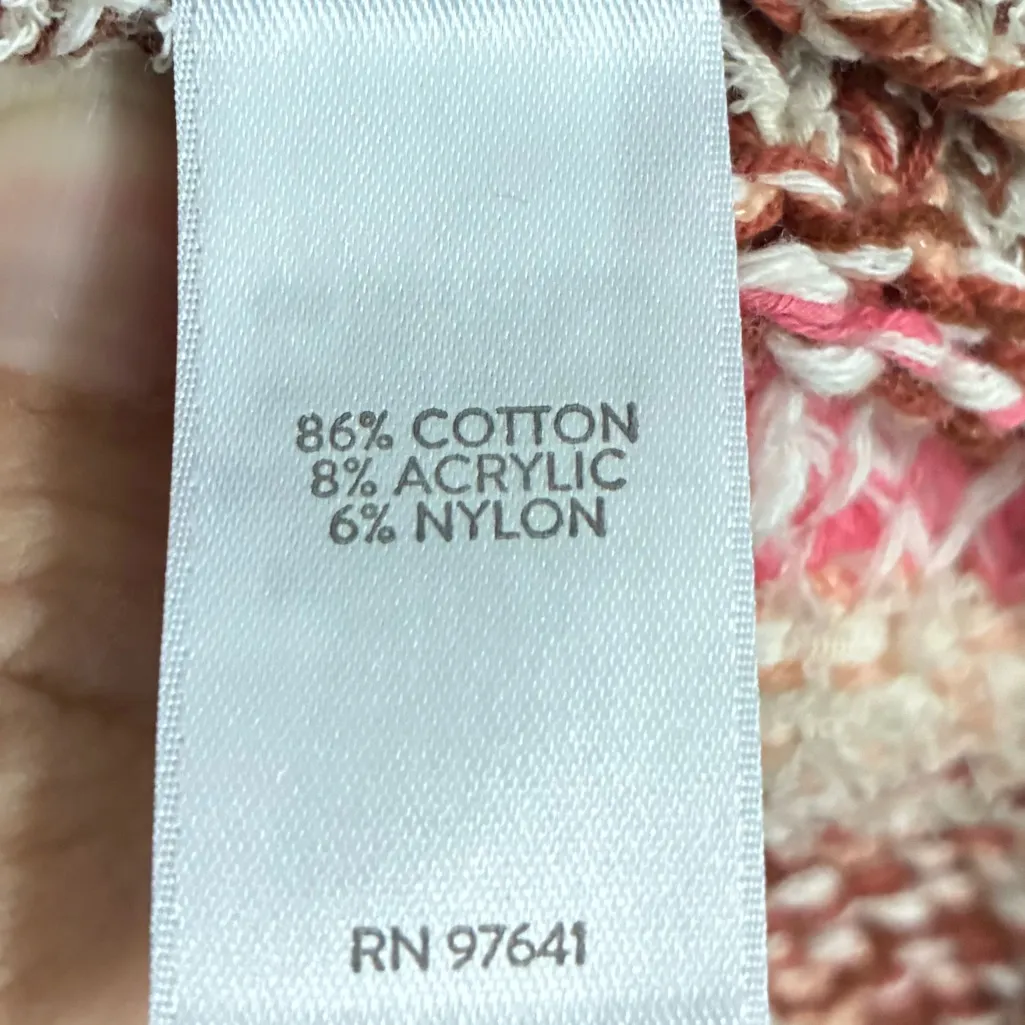 J Jill Dolman Nubby Pink Brown Marled Striped Spring Cardigan Sweater Sz M Size M - Image 4