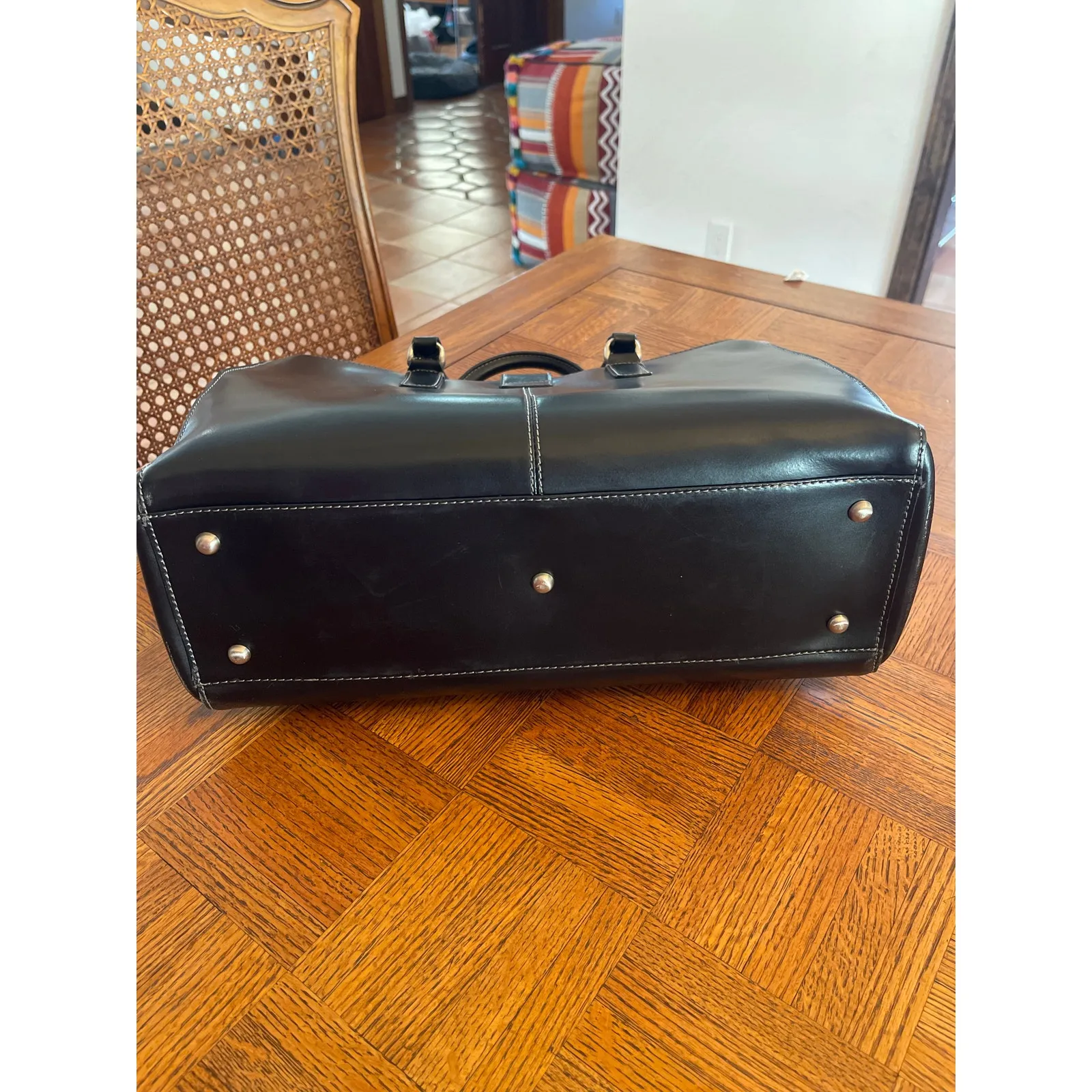 Franklin Covey Leather computer tote/Travel bag black - Image 6