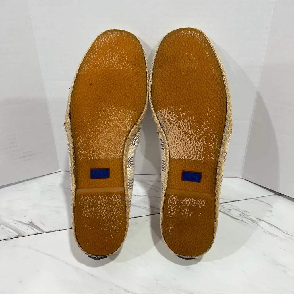Keds Size 8  Espadrille Slip On Canvas Flats Slides Loafers Striped Tan Cream - Image 12