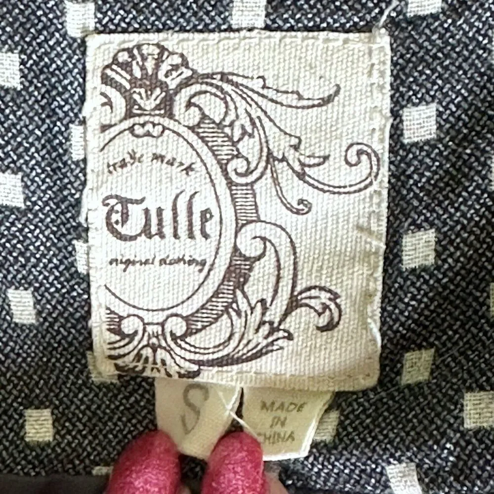 Tulle Original Clothing Womens Size Small‎ Blue Polka Dot Tie Waist Jacket Coat - Image 5