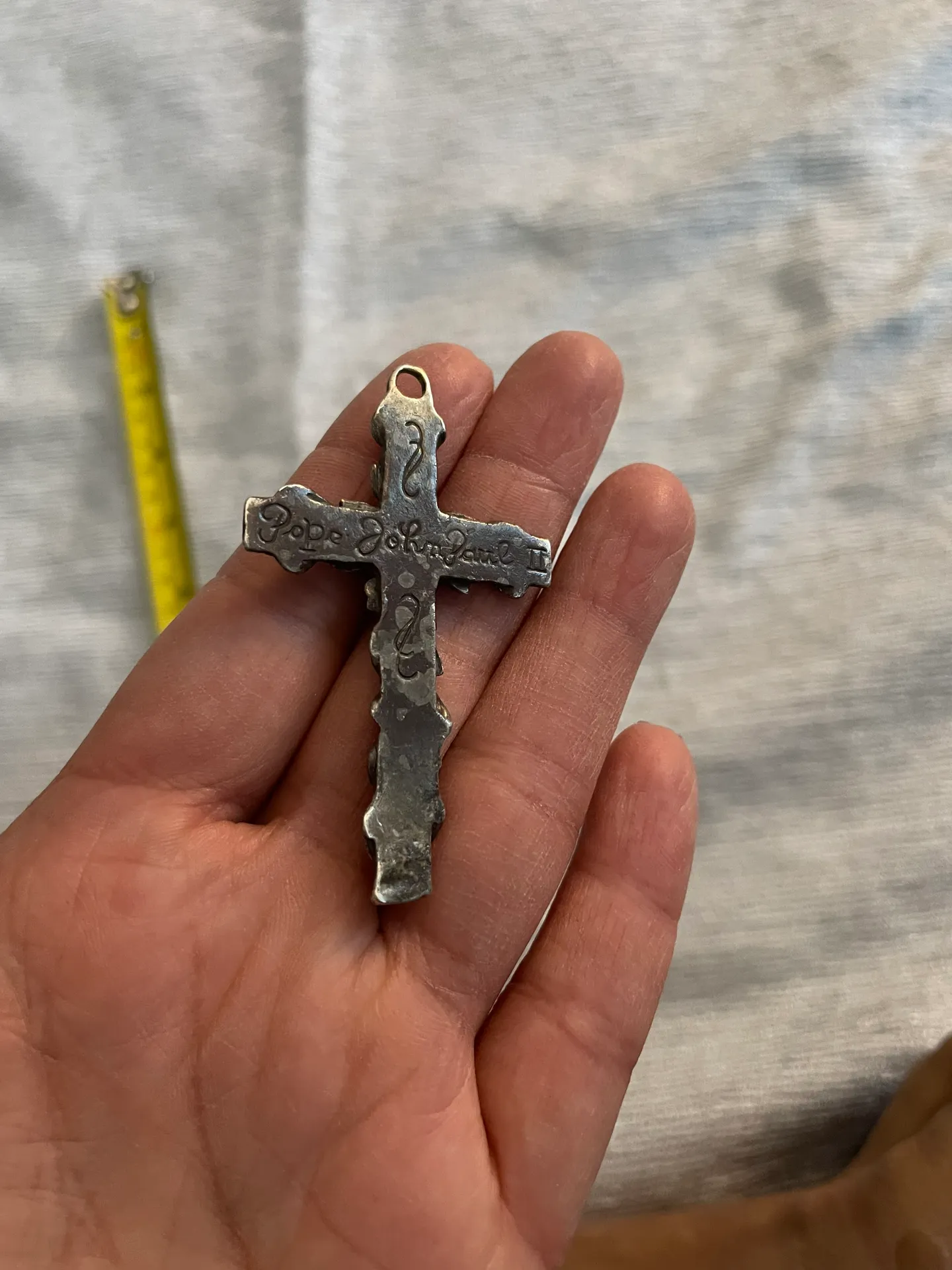 Vintage Pope Cross Pendant St John Paul II - Image 4