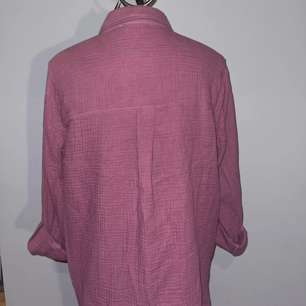 Anne Klein purple Mauve Textured button down shirt top NWT size medium - Image 2