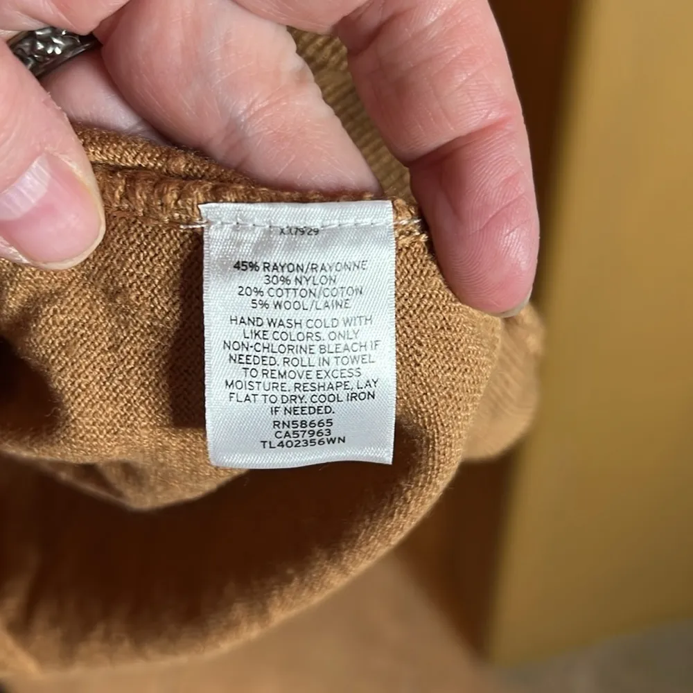 Leith Tan V Neck Wool Cotton Blend Sweater Size 2X NWT - Image 4