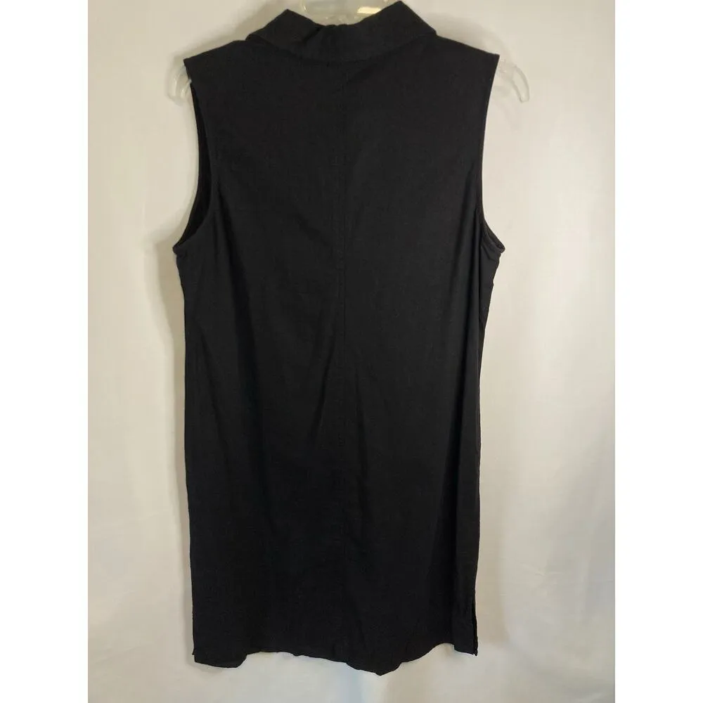 Vintage Carolina Colours Linen Tunic Black Embroidered Dress Size 12 Boho - Image 5