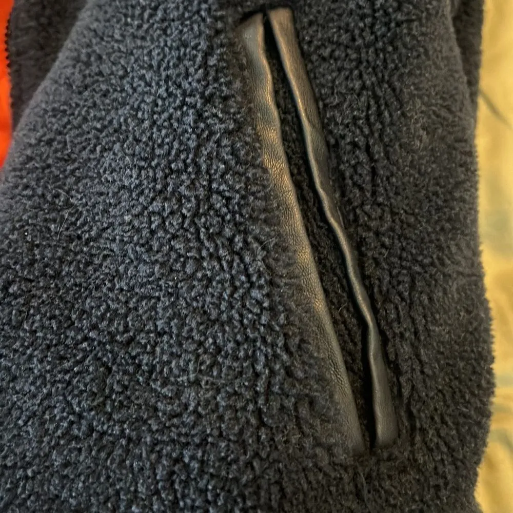 American Stitch Fleece Bomber Jacket Navy Size Small Blue - Image 7