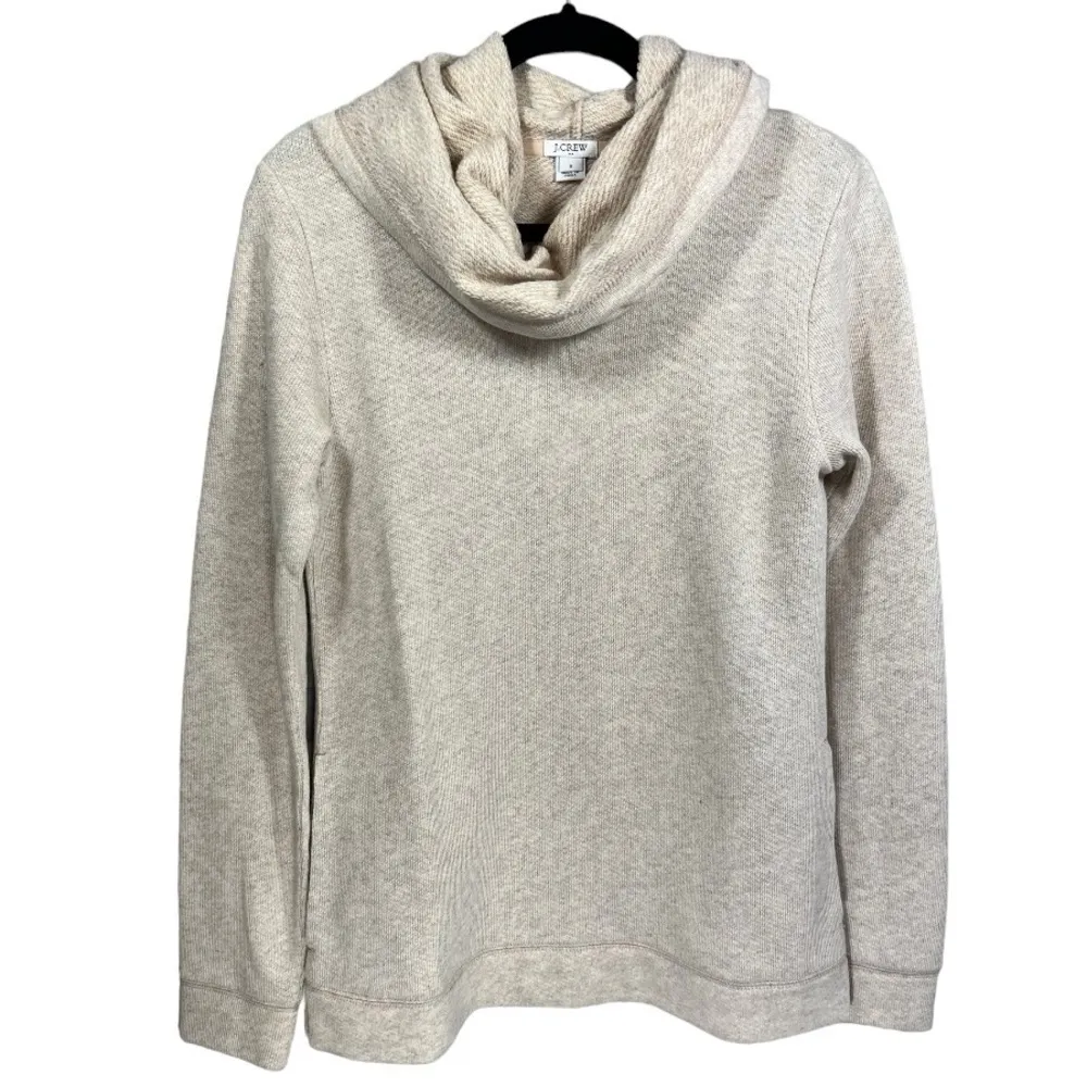 J. Crew Funnelneck‎ Sweatshirt Oatmeal Size Small Cozy Casual Activewear - Image 3