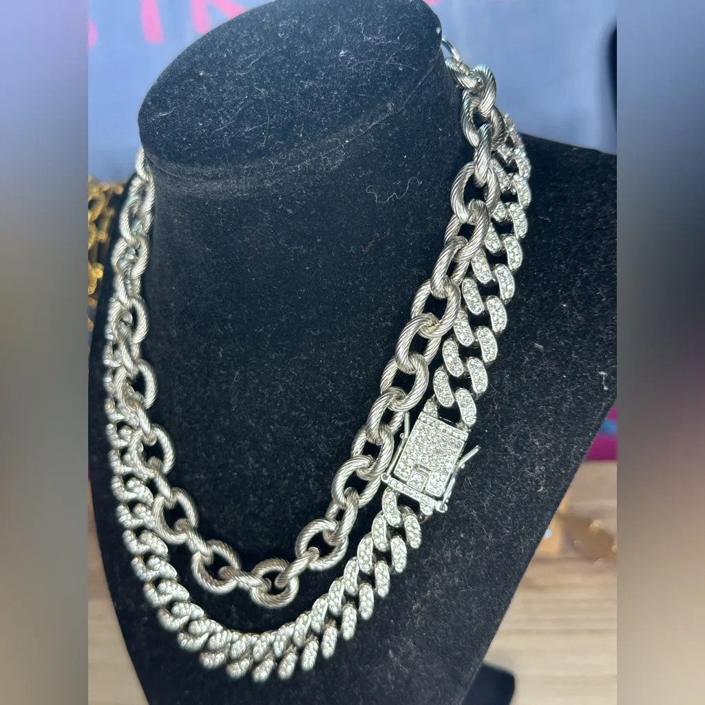 S20 Chunky Rope & Fully Iced out Cuban Chain Stainless Steel 2 - Image 3