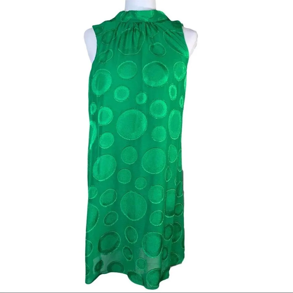 DKNY apple green polka dot back pleat bow dress 2 new - Image 4