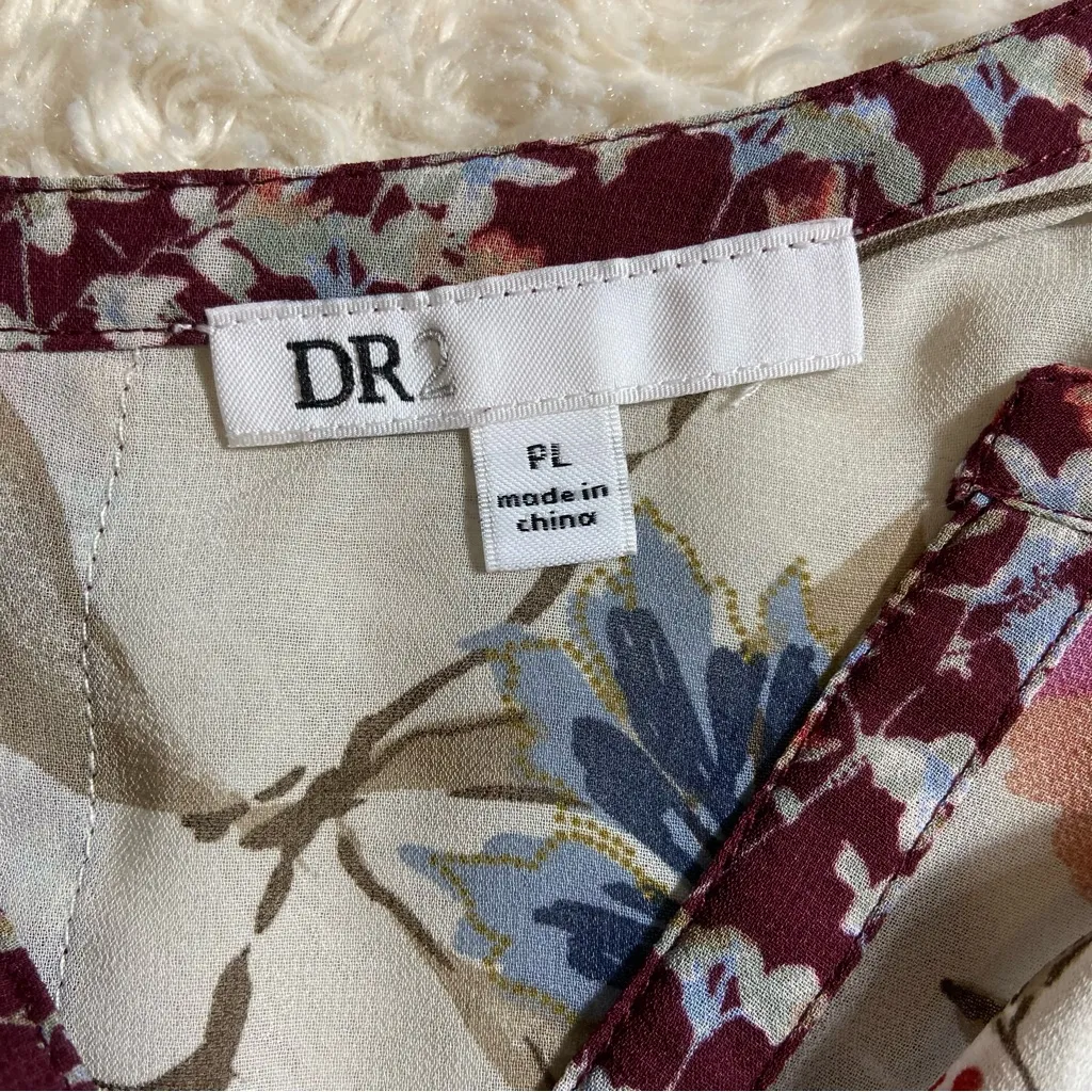 DR2 Daniel Rainn Mixed Print Floral Flowy Cap Sleeve Tunic PL L Petite Large Brown Size undefined - Image 7