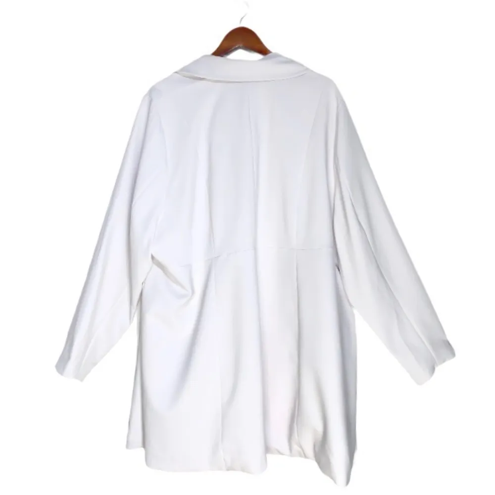 Torrid Cream Gray Crepe Drapey Double Breasted Trench Coat NWT - Image 5