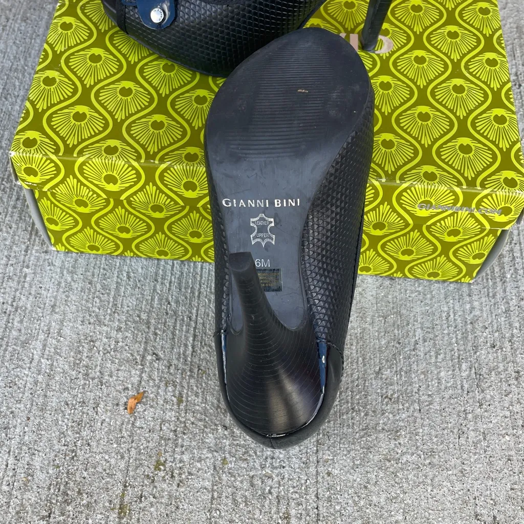 Gianni Bini Black Heels Stiletto Platform peep toe buckle size 6 - Image 6