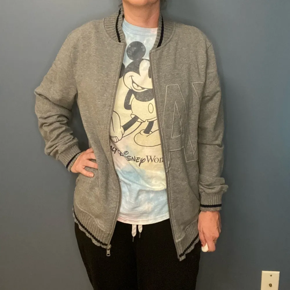 Armani Exchange grey‎ zip up mid weight sweatshirt jacket sz Medium - Image 9