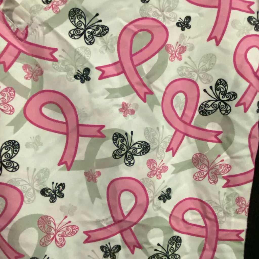 Divine Scrubs Womens Scrub Top Blouse L Large 44” Pink Ribbon Breast Cancer NWT - Image 3