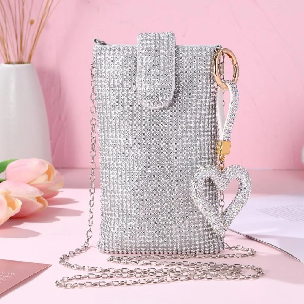 ⚡ Women's Silver Fashionable Sparkle Bling Evening Crossbody Shine Bag - Image 9