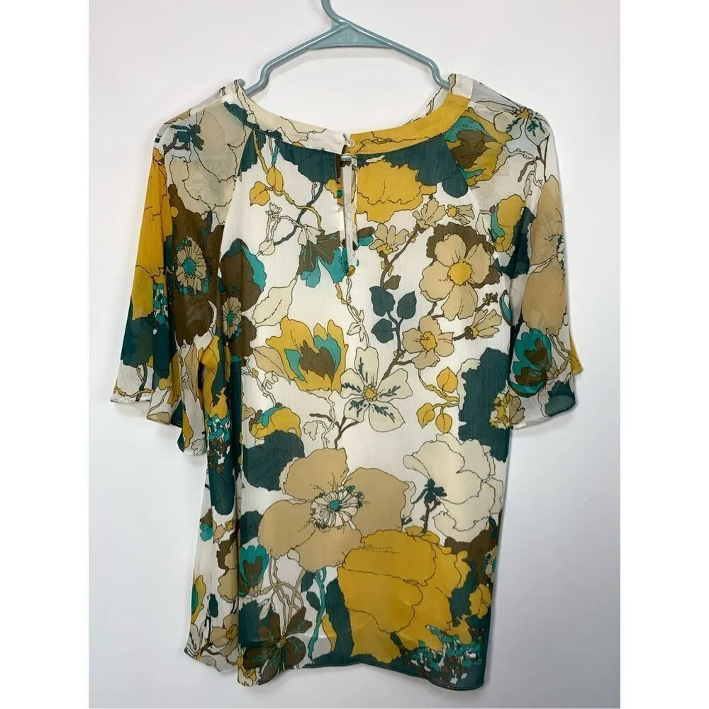 Katherine Barclay Women's Flared Sleeve Lined Floral Blouse Multicolor Medium - Image 6