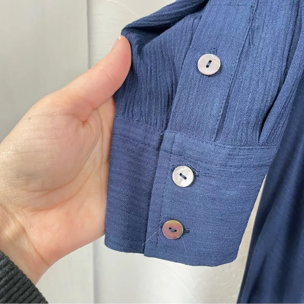 Soft Surroundings Blue Long Sleeve Maxi Dress M - Image 7