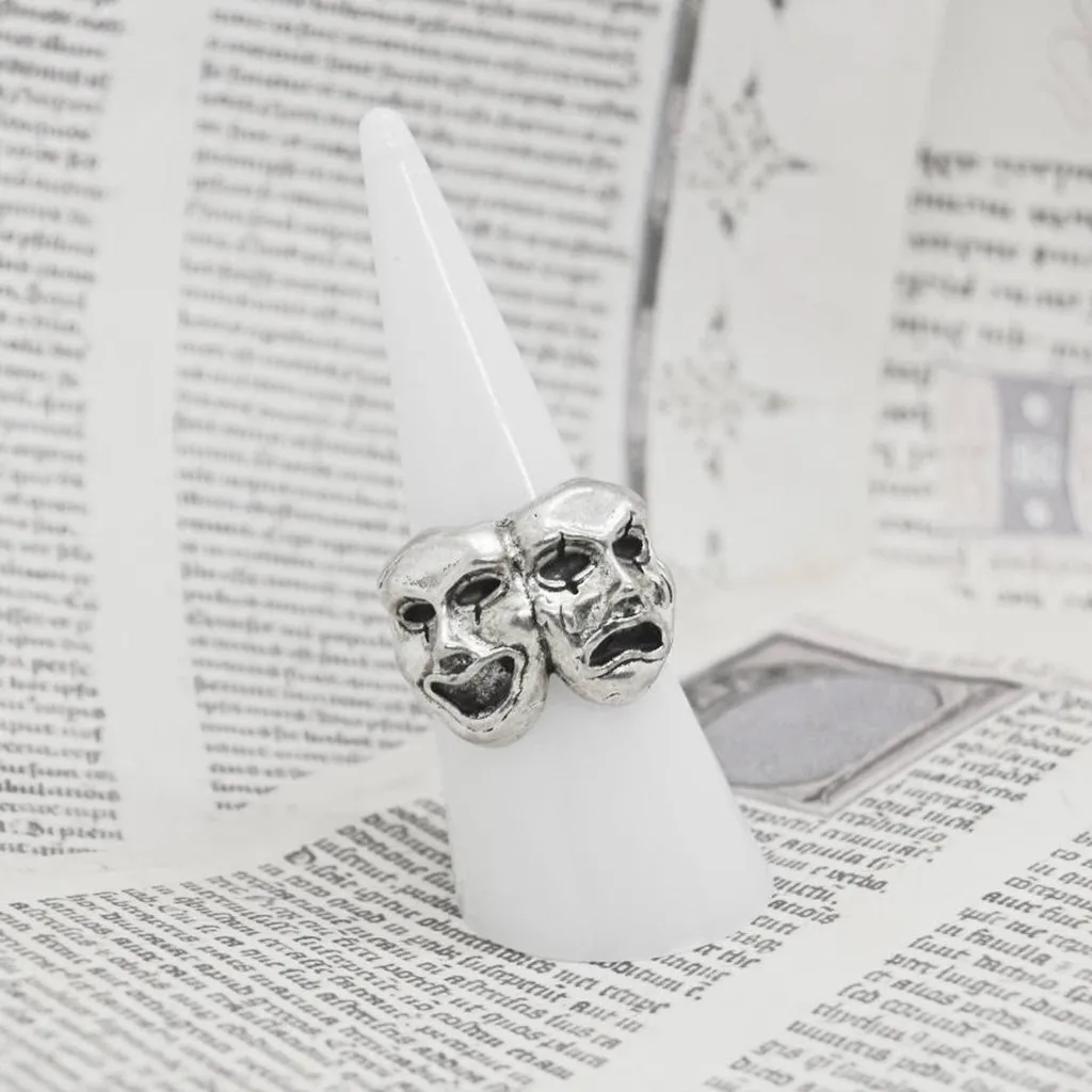 Silver Theater Mask Ring - Image 2