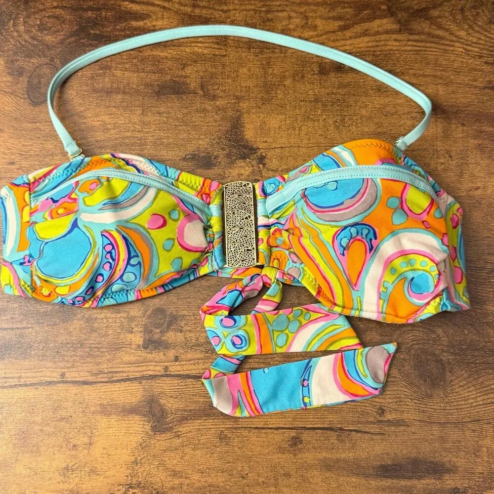 Trina Turk Cosmos Neon Print Buckle Bandeau Top size 4 - Image 2