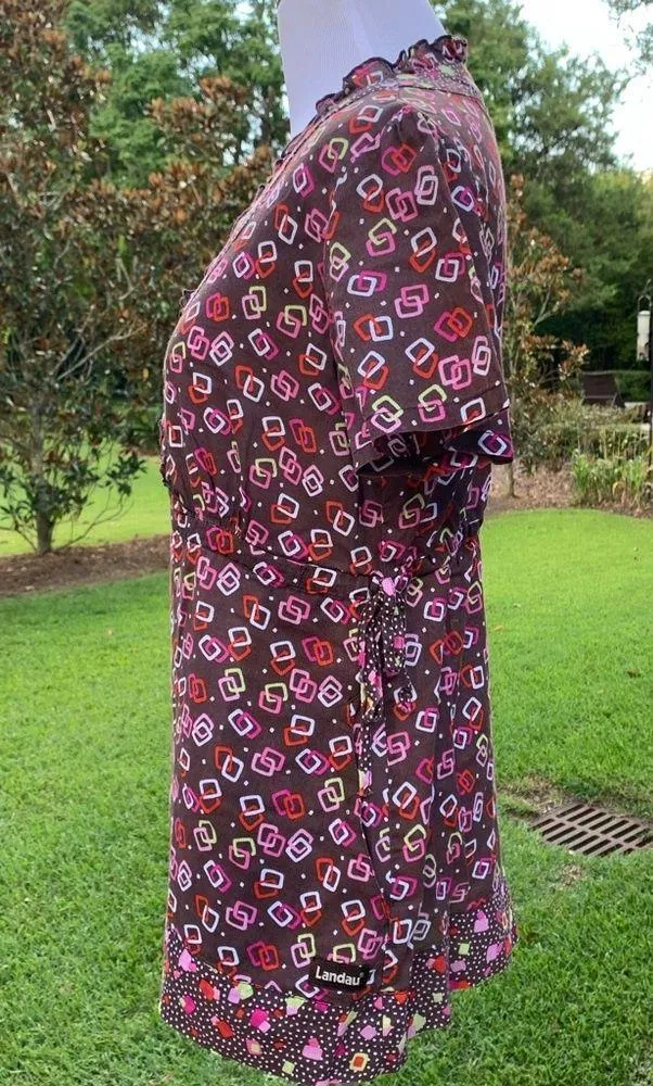 Landau Brown Ruffle Scrub Top Small S - Image 3