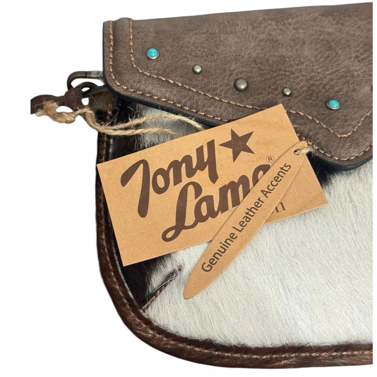 NWT! Tony Lama Western Brindle Brown Cowhide Hair Wristlet Purse - Image 7