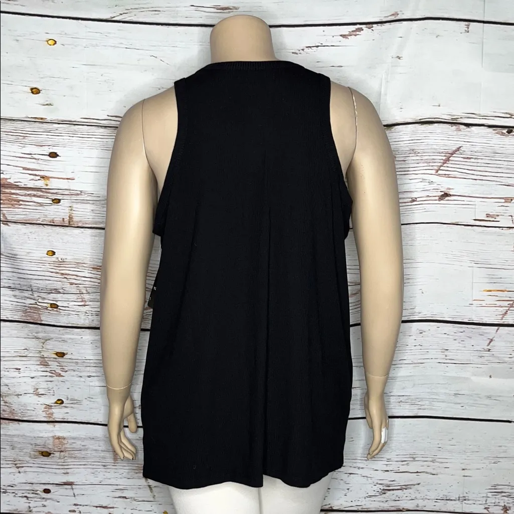 Torrid NWT Size 4 Black Super Soft Knit Ribbed Snap Front High Neck Tank Top - Image 4