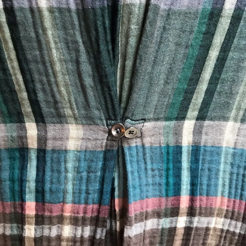 Anthropologie Holding Horses Plaid Shirt Dress Tunic Button Down cotton small - Image 7