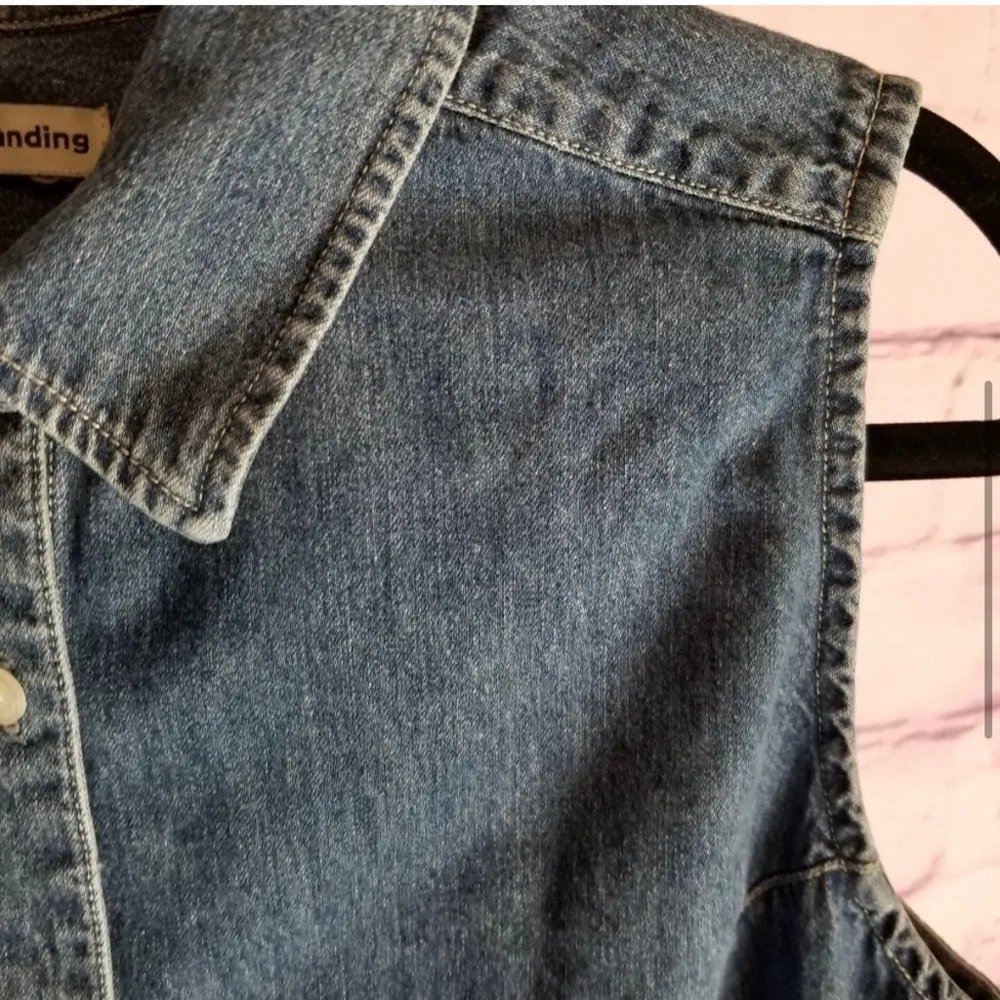 Marsh Landing VINTAGE 90S TEACHER MOM STYLE  DENIM TANK SHIRT DRESS 12 - Image 6