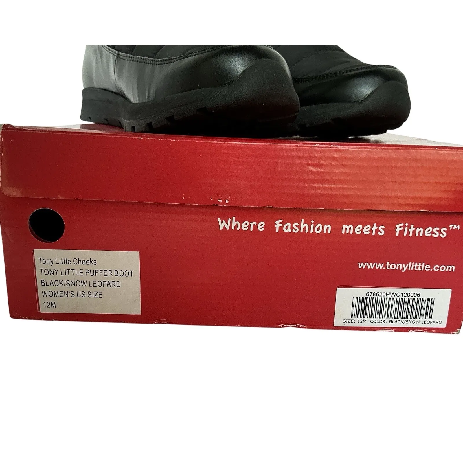 Tony Little Cheeks Puffer Snow Boots Black Snow Leopard Women's 12M Winter Warm Size 12 - Image 9