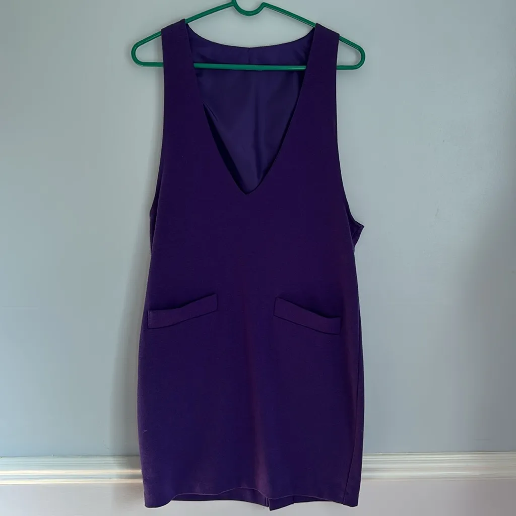 Michele Petite Jumper Deep V-Neck Purple Mini Dress Mod Vintage Size 8 - Image 10