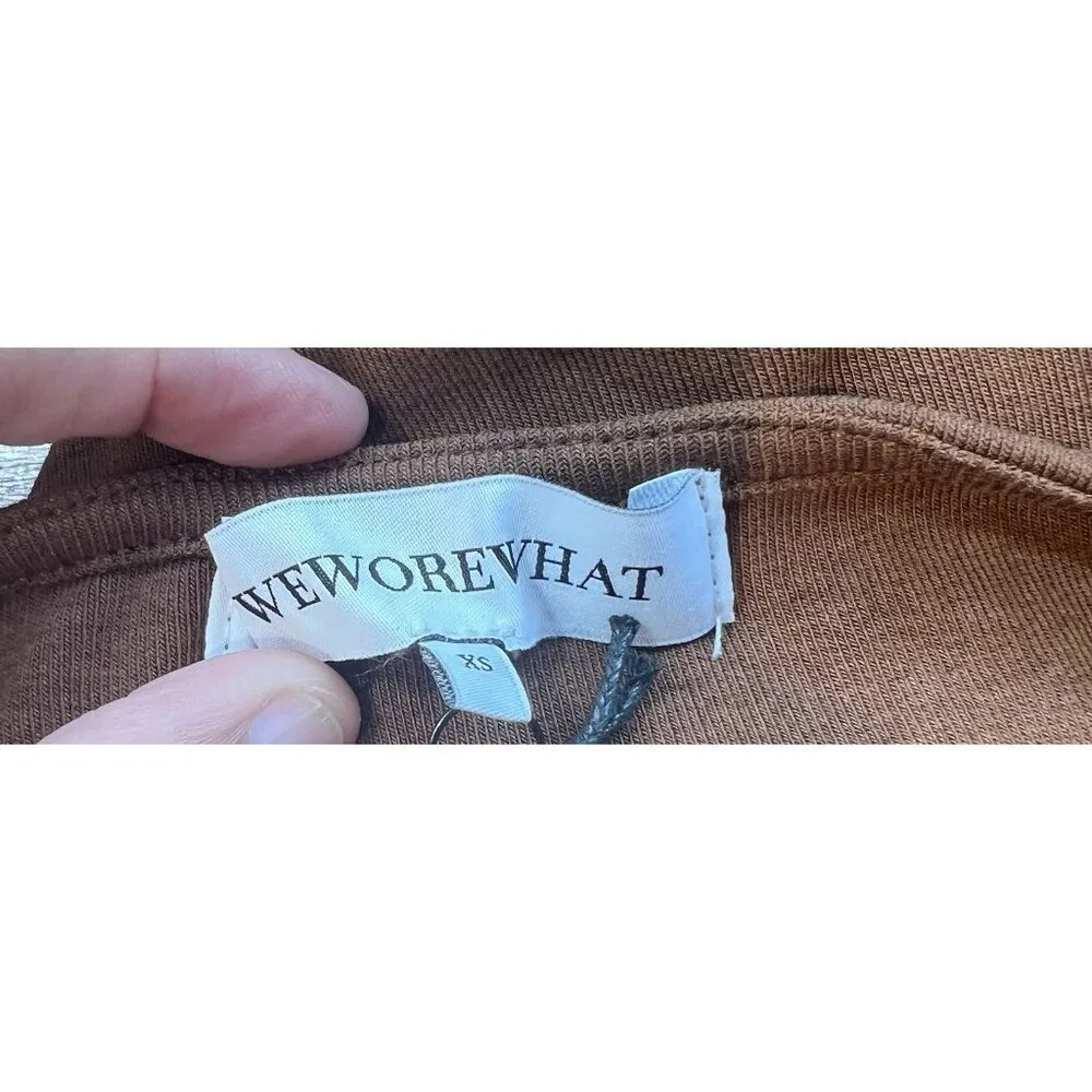 WeWoreWhat Halter Cowl Top XS Saddle Brown Cropped Knit Bodycon NWT - Image 9