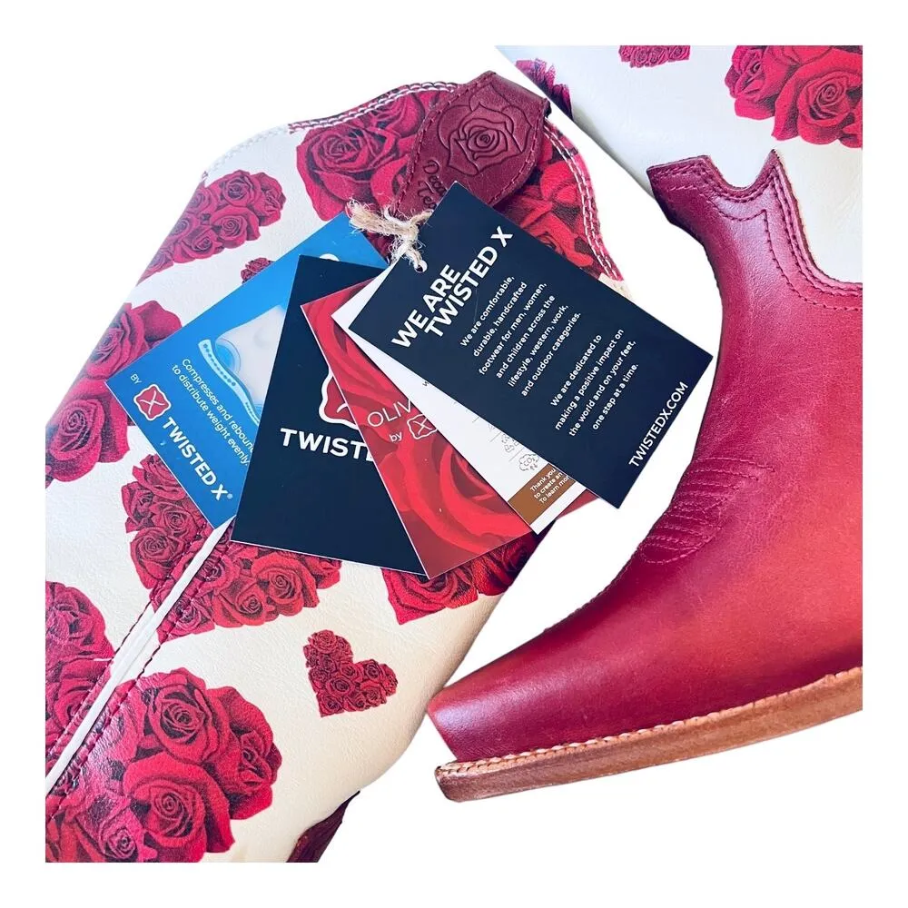 NEW Twisted X Boots Steppin Out WESTERN BOOT Women's 10 B Cherry Red Rose Heart - Image 11