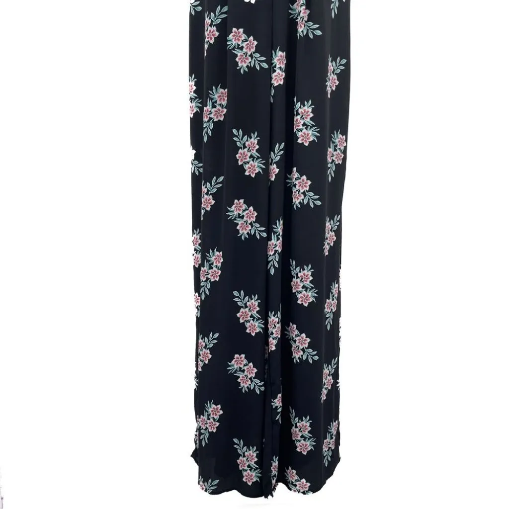 Floral Print Chiffon V Neck Smocked Sleeve Faux Wrap Jumpsuit Pants Trixxi XL - Image 5