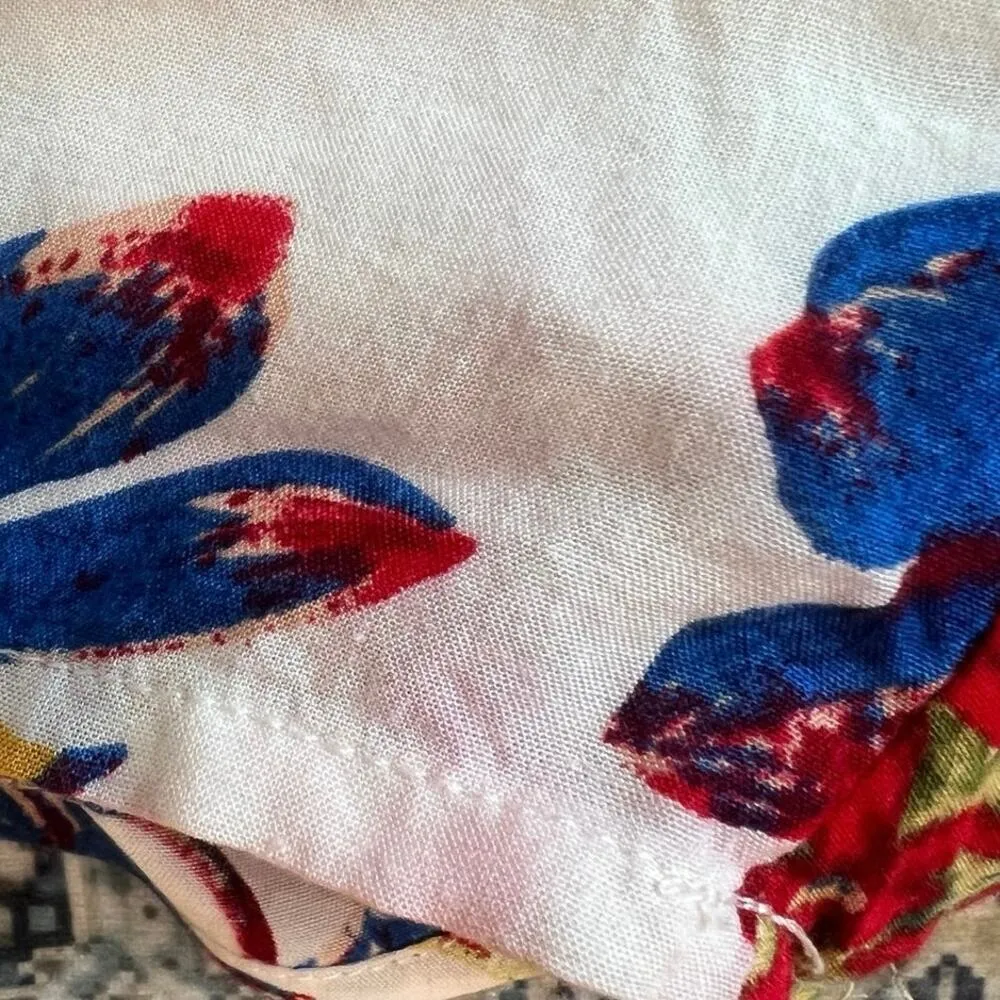 Jenn & Jo Tropical Floral Spaghetti Strap Romper Shorts Size L Hawaiian Red Size L - Image 10